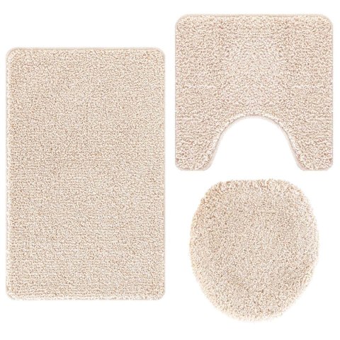 VidaXL Zestaw mat łazienkowych antypoślizgowych 3 pcs Kremowy PP