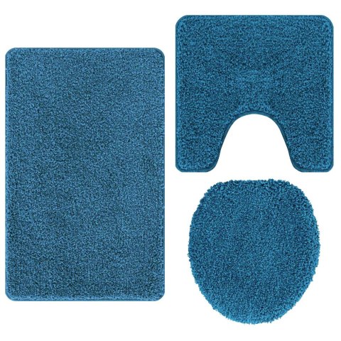 VidaXL Zestaw mat łazienkowych antypoślizgowych 3 pcs Niebieski PP