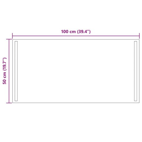 VidaXL Lustro łazienkowe LED przezroczysty 100 x 50 cm szkło hartowane