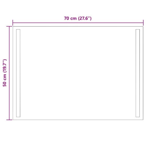 VidaXL Lustro łazienkowe LED przezroczysty 70 x 50 cm szkło hartowane