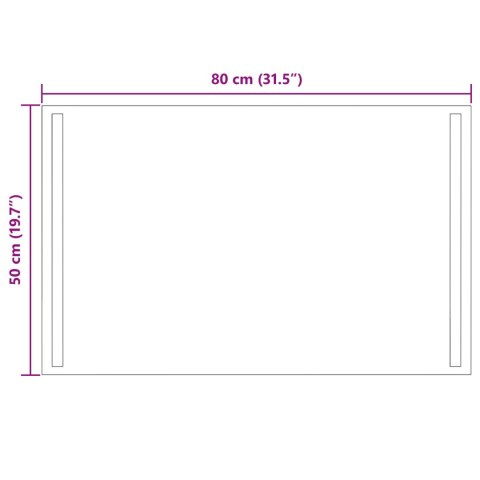 VidaXL Lustro łazienkowe LED przezroczysty 80 x 50 cm szkło hartowane