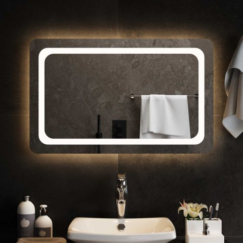 LUSTRO ŁAZIENKOWE LED PRZEZROCZYSTY 80 X 50 CM SZKŁO HARTOWANE