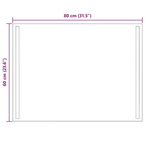 VidaXL Lustro łazienkowe LED przezroczysty 80 x 60 cm szkło hartowane