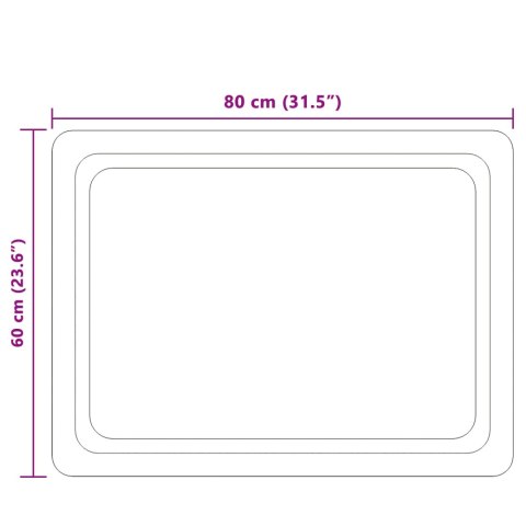 VidaXL Lustro łazienkowe LED przezroczysty 80 x 60 cm szkło hartowane