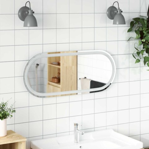 LUSTRO ŁAZIENKOWE LED PRZEZROCZYSTY 90 X 40 CM SZKŁO HARTOWANE