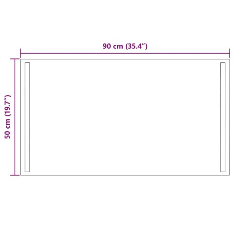 VidaXL Lustro łazienkowe LED przezroczysty 90 x 50 cm szkło hartowane