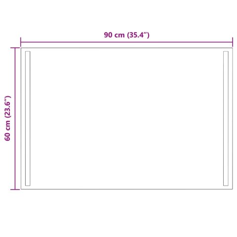 LUSTRO ŁAZIENKOWE LED PRZEZROCZYSTY 90 X 60 CM SZKŁO HARTOWANE