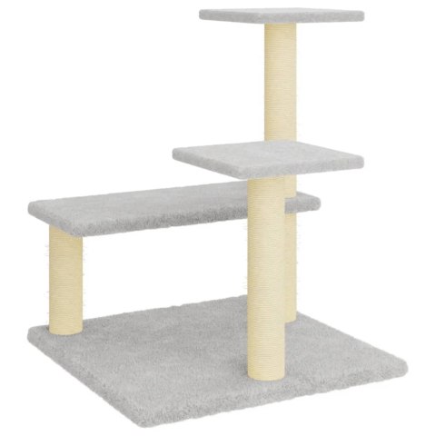 DRAPAK DLA KOTA Z SIZALOWYMI SŁUPKAMI JASNOSZARY 61CM