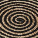 VidaXL Dywanik ręcznie wykonany z juty, spiralny wzór, czarny, 90 cm