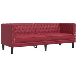 VidaXL Sofa Chesterfield, 3-os., bordowa, tapicerowana sztuczną skórą