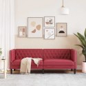 VidaXL Sofa Chesterfield, 3-os., bordowa, tapicerowana sztuczną skórą