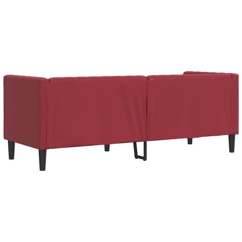 VidaXL Sofa Chesterfield, 3-os., bordowa, tapicerowana sztuczną skórą