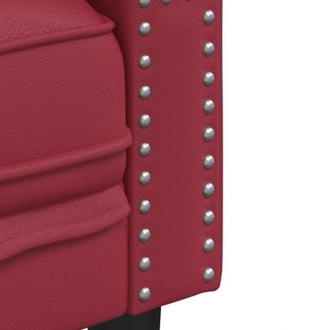 VidaXL Sofa Chesterfield, 3-os., bordowa, tapicerowana sztuczną skórą
