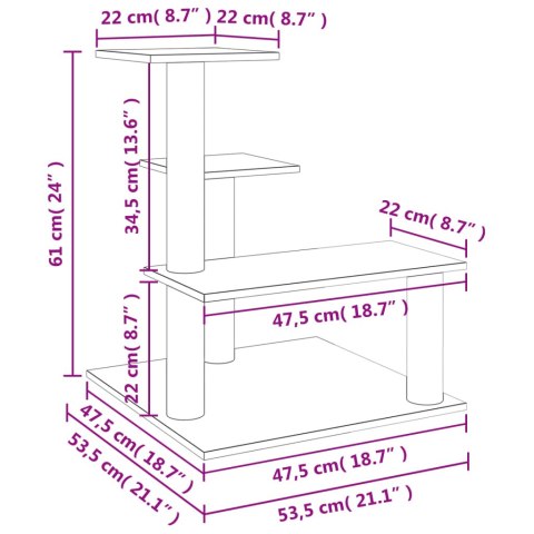 DRAPAK DLA KOTA Z SIZALOWYMI SŁUPKAMI CIEMNOSZARY 61CM