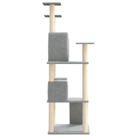DRAPAK DLA KOTA Z SIZALOWYMI SŁUPKAMI JASNOSZARY 153CM