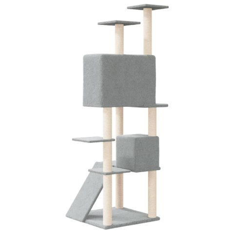 DRAPAK DLA KOTA Z SIZALOWYMI SŁUPKAMI JASNOSZARY 153CM