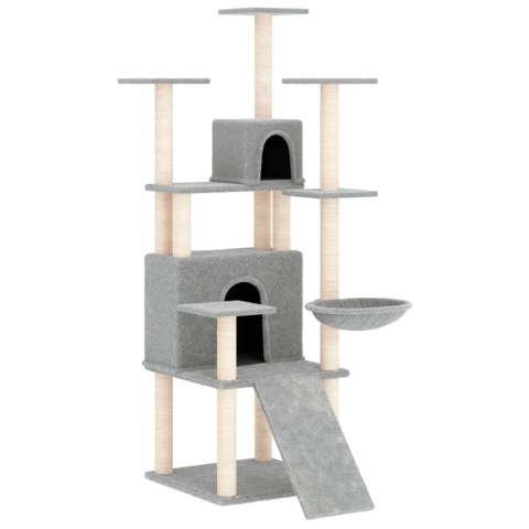 DRAPAK DLA KOTA Z SIZALOWYMI SŁUPKAMI JASNOSZARY 154CM
