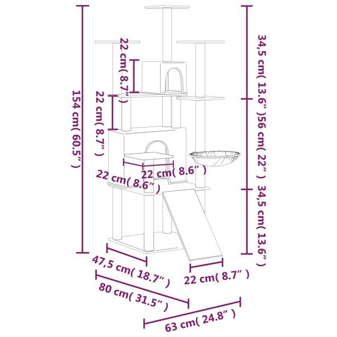 DRAPAK DLA KOTA Z SIZALOWYMI SŁUPKAMI JASNOSZARY 154CM