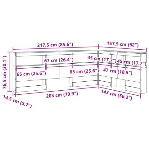 VidaXL Zagłówek do przechowywania Biały 140 cm Materiał drewnopochodny