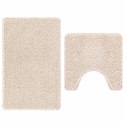 VidaXL Zestaw mat łazienkowych antypoślizgowych 2 pcs Kremowy PP