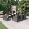 VidaXL 9-cz. zestaw mebli ogrodowych z poduszkami, czarny