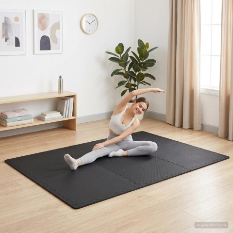 VidaXL Mata podłogowa 24 pcs Czarny 8,64 m² Pianka EVA