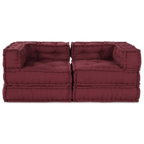 VidaXL Modularna jednostka sofy 2 pcs Bordowy 140 x 70 x 56 cm tkanina