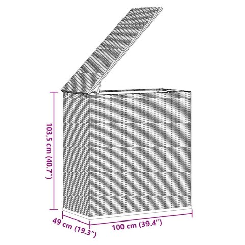 VidaXL Skrzynia na poduszki ogrodowe, rattan PE, 100x49x103,5cm, szara