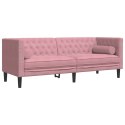 VidaXL 2-cz. wypoczynek Chesterfield z wałkami, różowy, aksamit
