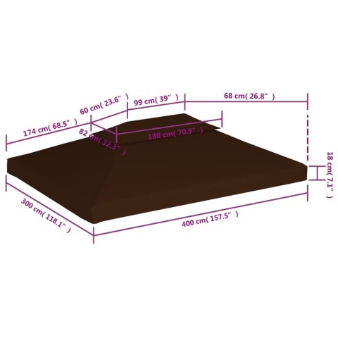 2-POZIOMOWE ZADASZENIE DO ALTANY 310 G/M² 4X3 M BRĄZOWE