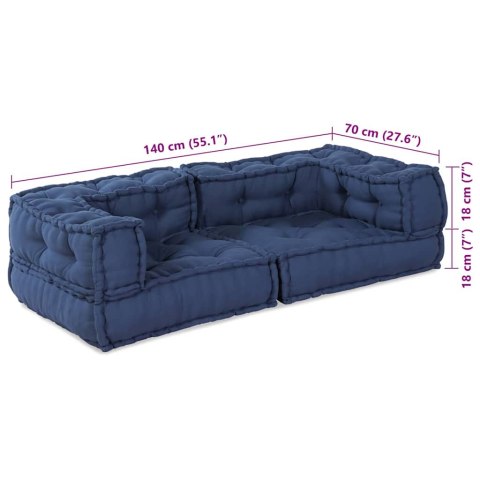 VidaXL Modularna jednostka sofy 3 pcs Indygo 140 x 70 x 36 cm tkanina
