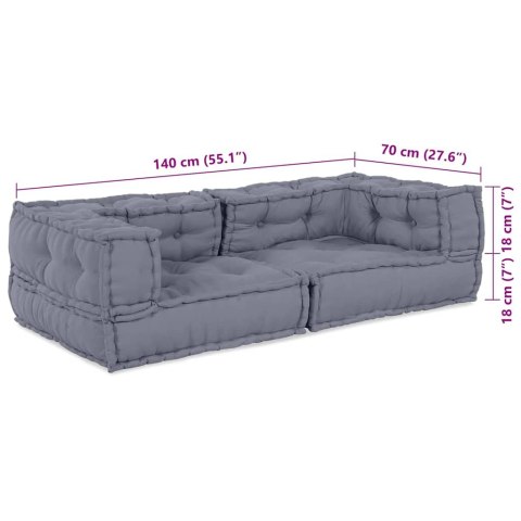 VidaXL Modularna jednostka sofy 3 pcs Szary 140 x 70 x 36 cm tkanina