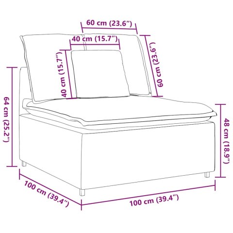 VidaXL Modułowy moduł centralny sofy z poduszkami kremowy 100 cm