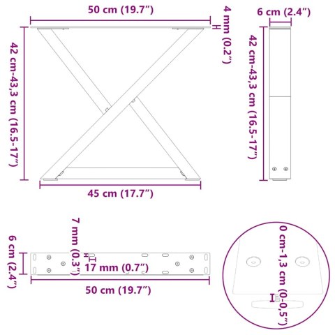 NOGI DO STOLIKA KAWOWEGO 2 SZT. CZARNE 50X(42-43,3)CM STAL