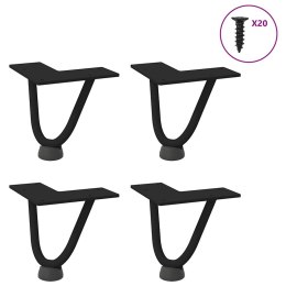 NOGI DO STOLIKA KAWOWEGO W KSZTAŁCIE SPINKI DO WŁOSÓW 4 SZT. CZARNE 10CM STAL LITE