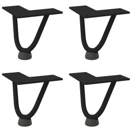 NOGI DO STOLIKA KAWOWEGO W KSZTAŁCIE SPINKI DO WŁOSÓW 4 SZT. CZARNE 10CM STAL LITE
