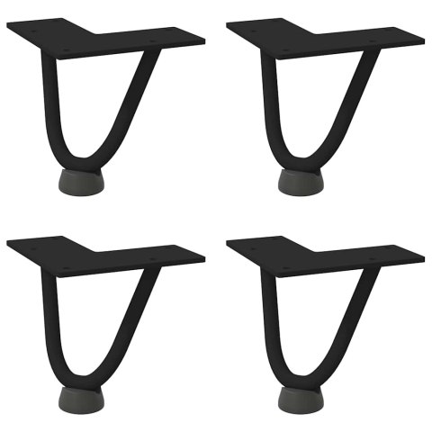 NOGI DO STOLIKA KAWOWEGO W KSZTAŁCIE SPINKI DO WŁOSÓW 4 SZT. CZARNE 10CM STAL LITE