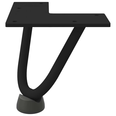 NOGI DO STOLIKA KAWOWEGO W KSZTAŁCIE SPINKI DO WŁOSÓW 4 SZT. CZARNE 10CM STAL LITE
