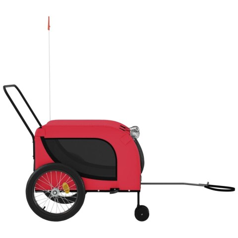 PRZYCZEPKA ROWEROWA WÓZEK DLA ZWIERZĄT PSA KOTA CZERWONO-CZARNA UDŹWIG 45KG