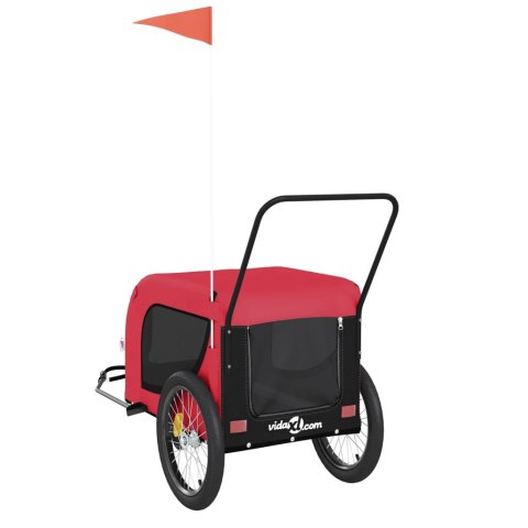 PRZYCZEPKA ROWEROWA WÓZEK DLA ZWIERZĄT PSA KOTA CZERWONO-CZARNA UDŹWIG 45KG