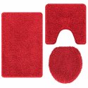 VidaXL Zestaw mat łazienkowych antypoślizgowych 3 pcs Czerwony PP