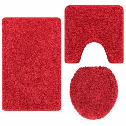 VidaXL Zestaw mat łazienkowych antypoślizgowych 3 pcs Czerwony PP