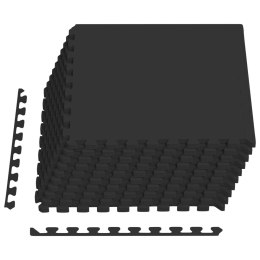 VidaXL Mata podłogowa do basenu 40 pcs Czarny 14,4 m² Pianka EVA