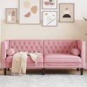 VidaXL Sofa Chesterfield z wałkami, dwuosobowa, różowa, aksamit