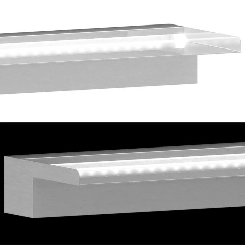 VidaXL Wodospad z oświetleniem LED do basenu, stal nierdzewna, 110 cm
