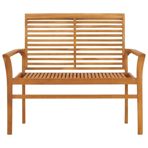 VidaXL Ławka ogrodowa z zieloną poduszką, 112 cm, lite drewno tekowe
