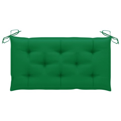 VidaXL Ławka ogrodowa z zieloną poduszką, 112 cm, lite drewno tekowe