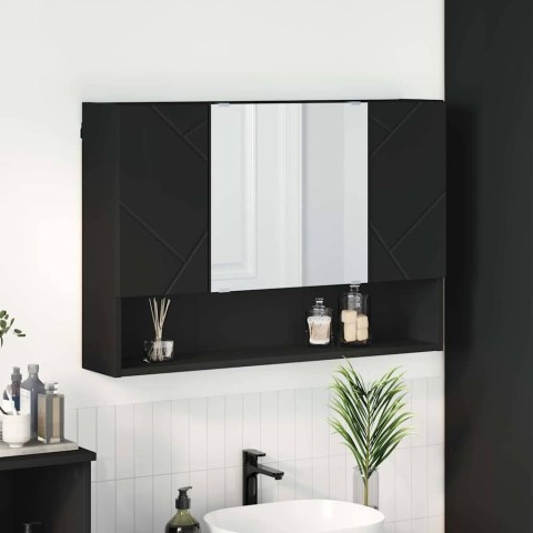 VidaXL Szafka z lustrem Czarny 80 x 17 x 55 cm Materiał drewnopochodny