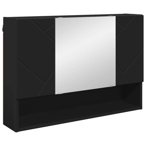 VidaXL Szafka z lustrem Czarny 80 x 17 x 55 cm Materiał drewnopochodny