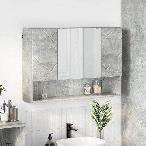 VidaXL Szafka z lustrem z drzwiami Betonowy szary 80 x 17 x 55 cm